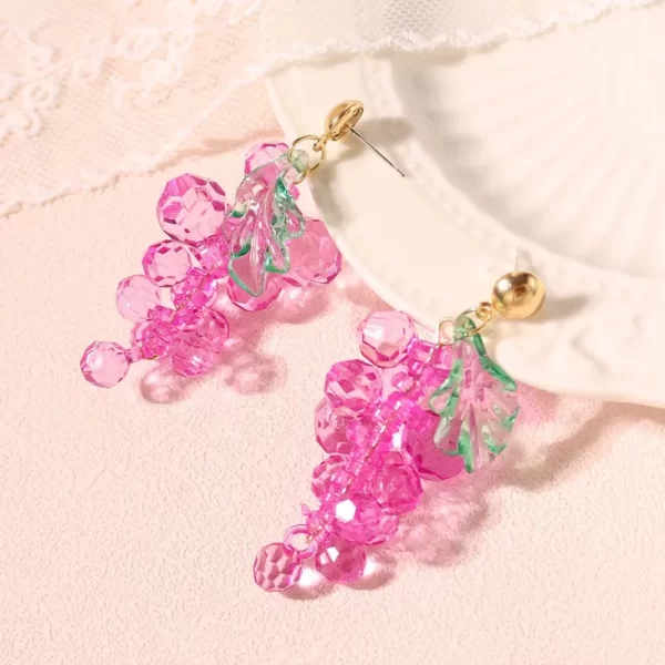 aretes uvas acrylic pink - Imagen 2