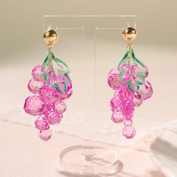 aretes uvas acrylic pink