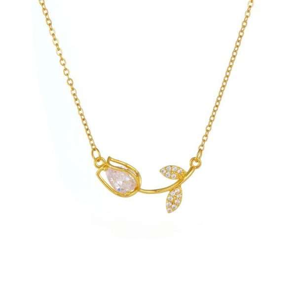 cadena tulipan zircon blanco