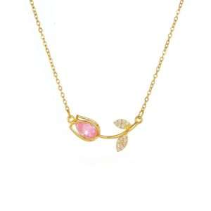 cadena tulipan zircon rosa