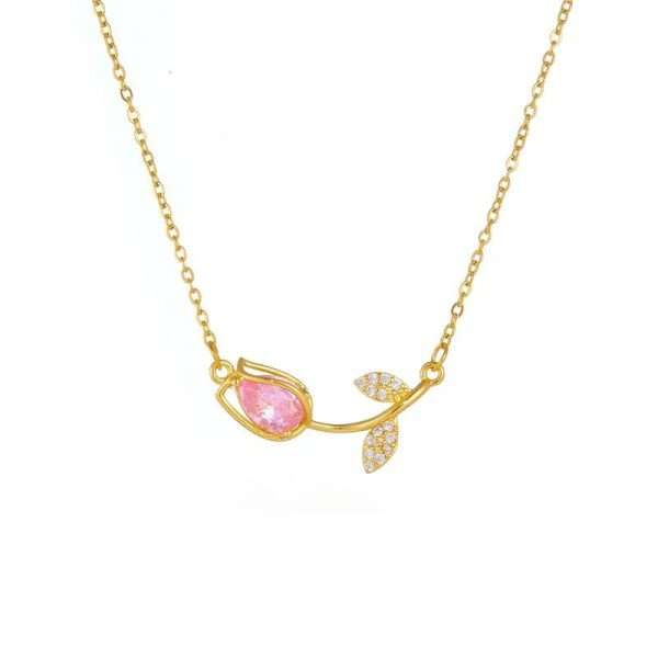 cadena tulipan zircon rosa