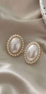 aretes broche de clip perla ovalo