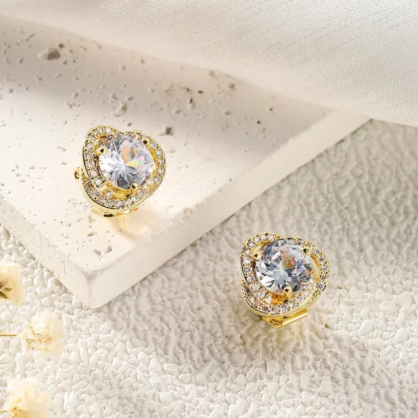 aretes zircon blanco golden