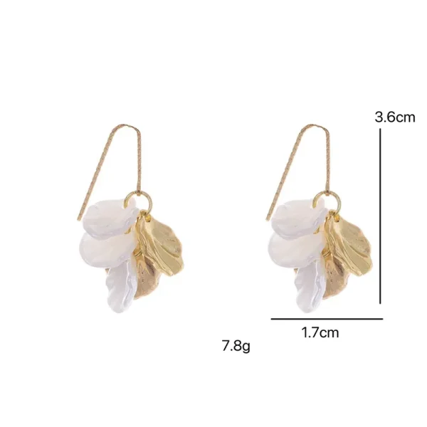 aretes hojas steel perla - Imagen 3