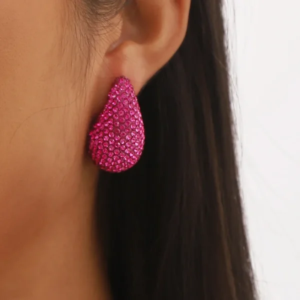 aretes gotas kim k fuscia - Imagen 2