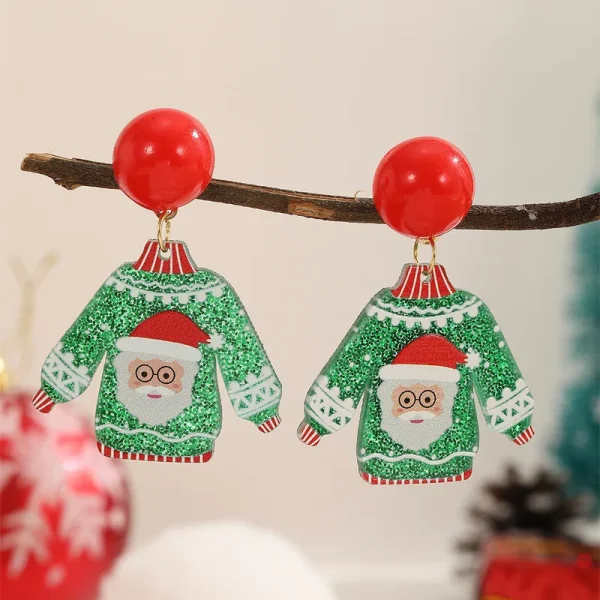 aretes xmas buzito navideno snowman verdes