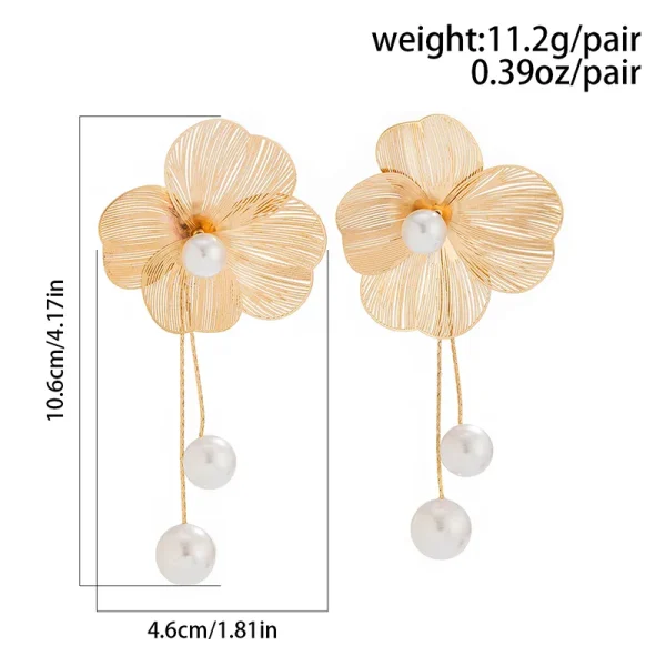 aretes flores perla steel - Imagen 2