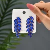 aretes hojas crystal azul oscuro - Imagen 3