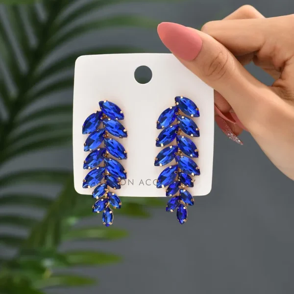 aretes hojas crystal azul oscuro - Imagen 3