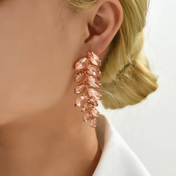 aretes hojas crystal rosadas - Imagen 3