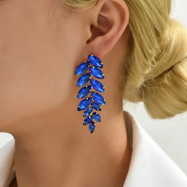 aretes hojas crystal azul oscuro - Imagen 2