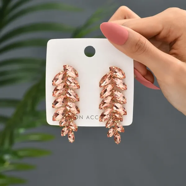 aretes hojas crystal rosadas - Imagen 2