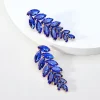 aretes hojas crystal azul oscuro