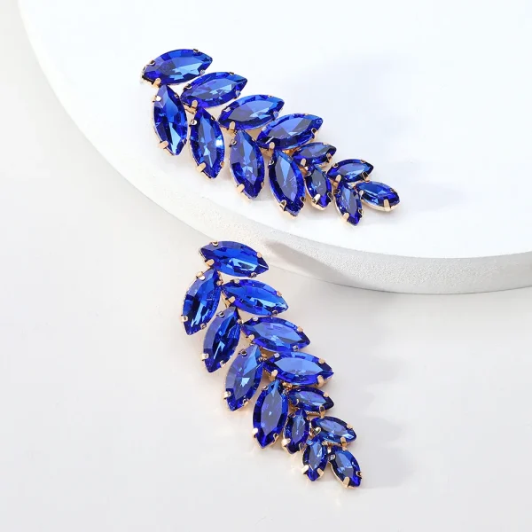 aretes hojas crystal azul oscuro