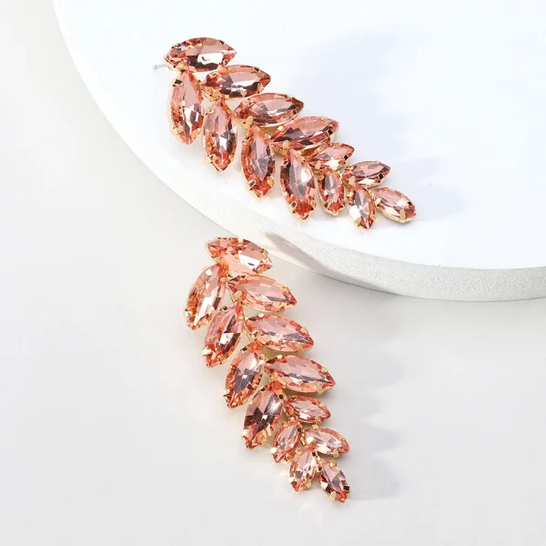 aretes hojas crystal rosadas