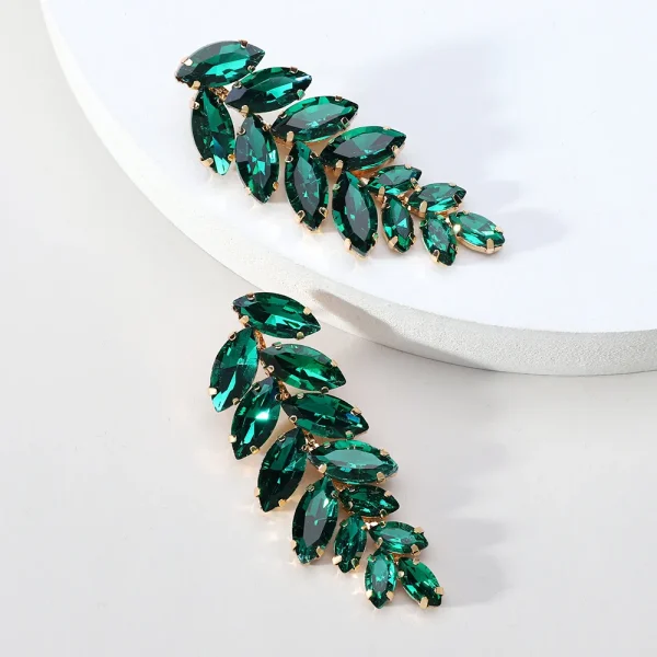 aretes hojas crystal verdes