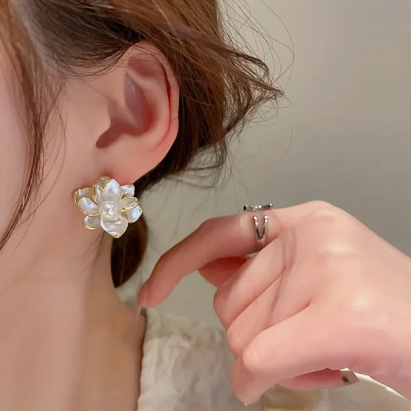 aretes flocitas perla steel - Imagen 3