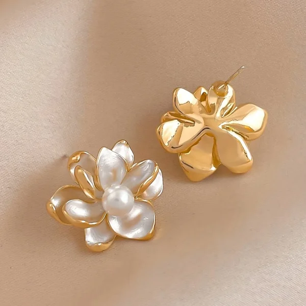 aretes flocitas perla steel - Imagen 2