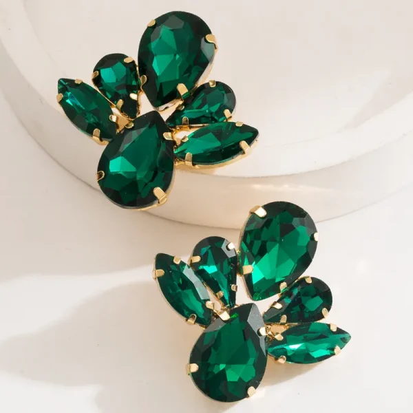 aretes rhinestone crystal verdes