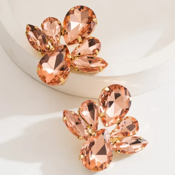 aretes rhinestone crystal rose gold