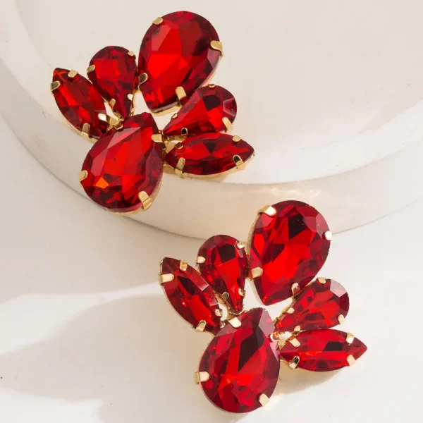 aretes rhinestone crystal rojos