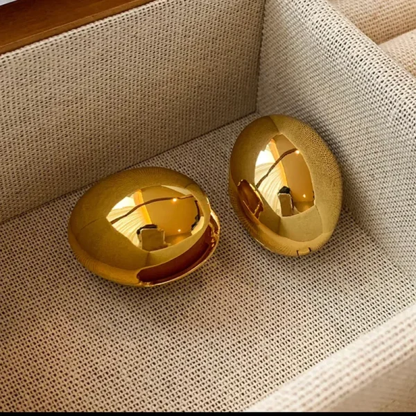 aretes ovalos shell steel dorados - Imagen 2