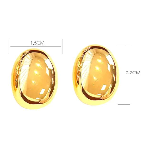 aretes ovalos shell steel dorados - Imagen 3