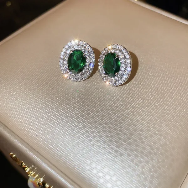 aretes esmeralda silver ovalados