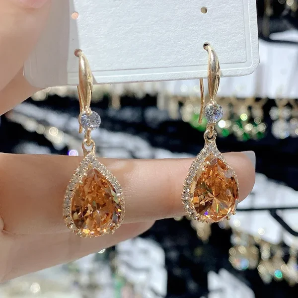 aretes gota de agua zircon champagne