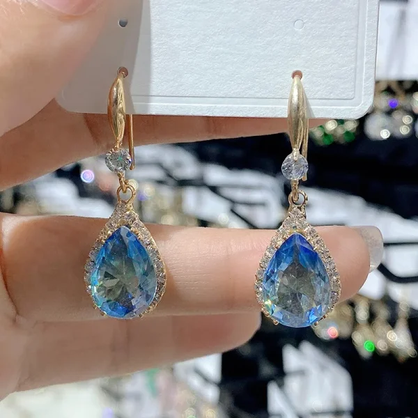 aretes gota de agua zircon aqua