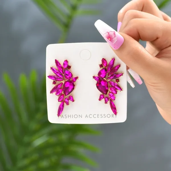 aretes parrot glass drill fucsia - Imagen 2