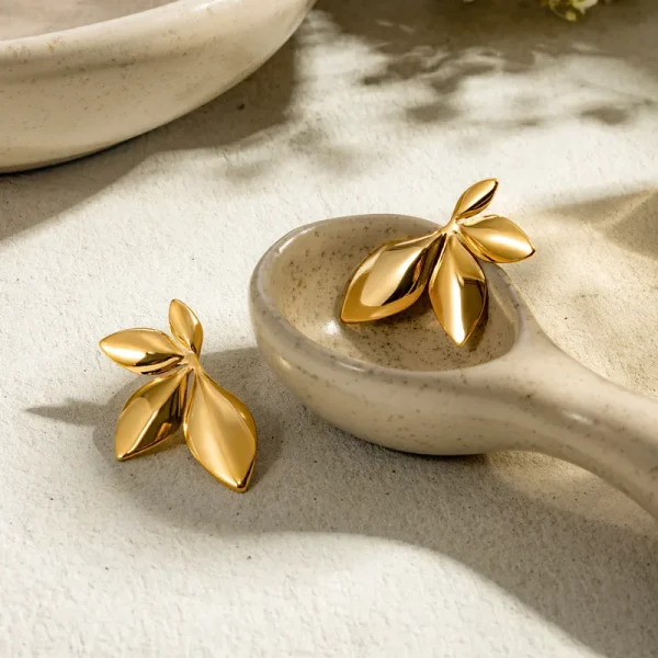 aretes hojas olivo steel - Imagen 3