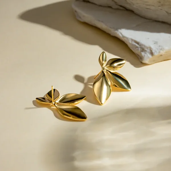 aretes hojas olivo steel - Imagen 2