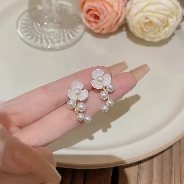 aretes flor de perla trio