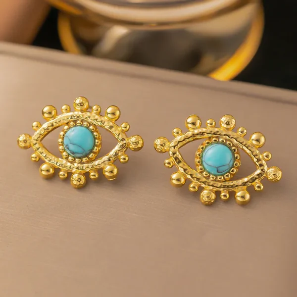 aretes ojo turco turquesa golden