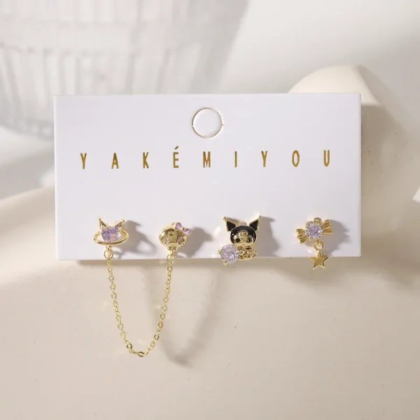 aretes kuromi topitos cadenita