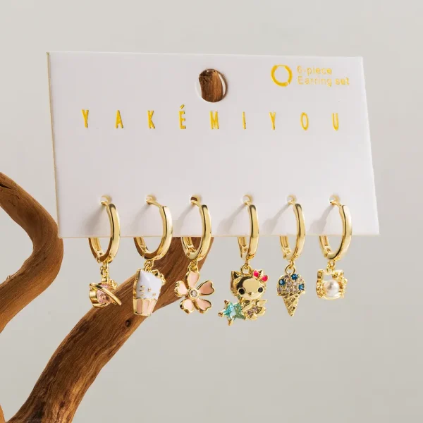 aretes party rings hello kitty argollitas