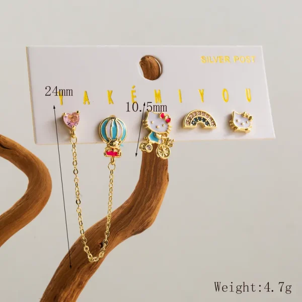 aretes party rings hello kitty topitos - Imagen 2