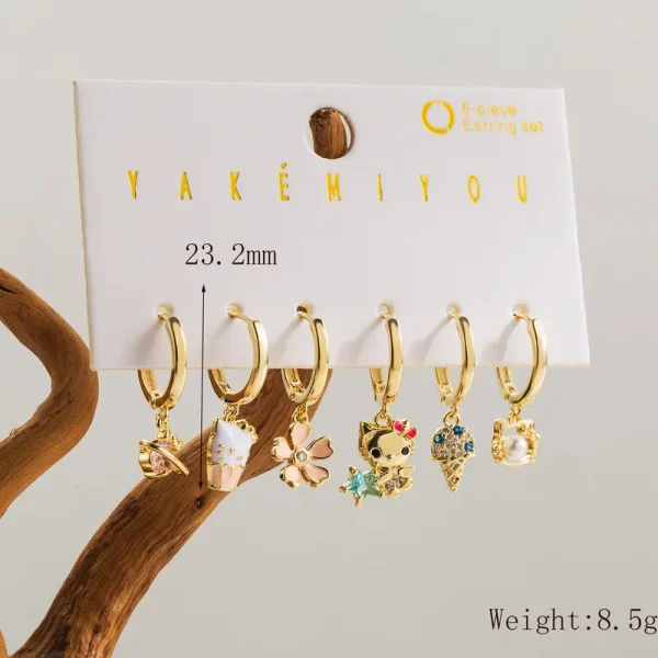 aretes party rings hello kitty argollitas - Imagen 2