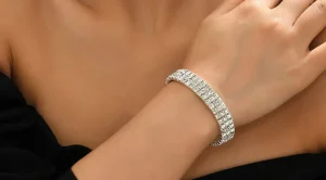 pulsera rhinestone silver triple