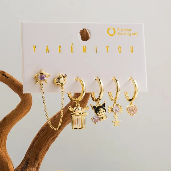 aretes party rings kuromi and friends argollitas