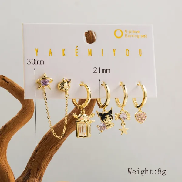 aretes party rings kuromi and friends argollitas - Imagen 2