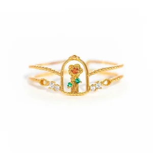 anillo bella y la bestia flor