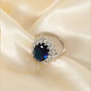 anillo zircon ovalo azul