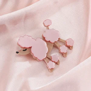 Broche french poodle pink