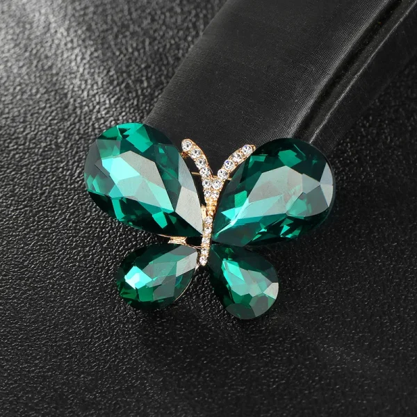 Broche mariposa zircon verde esmeralda - Imagen 3