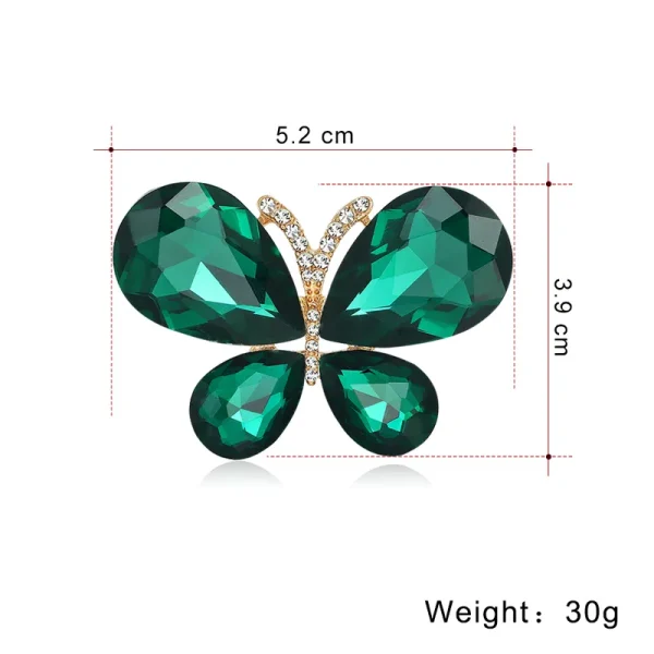Broche mariposa zircon verde esmeralda - Imagen 4