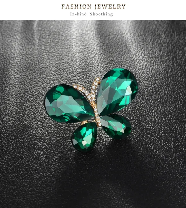 Broche mariposa zircon verde esmeralda - Imagen 2