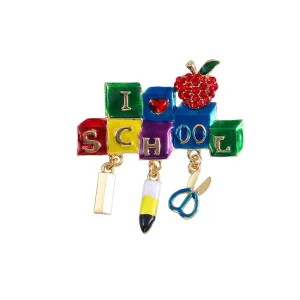 Broche profesora I love school