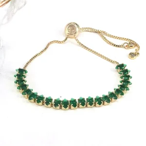 pulsera ajustable zircon verde